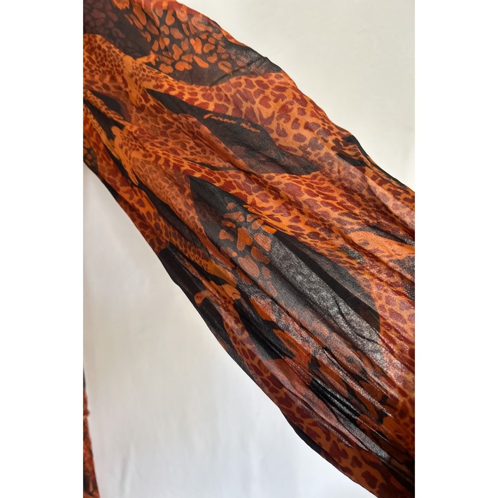 Farm Rio Giraffes Puff Sleeve Tiered Chiffon Maxi Dress XS Burnt Orange RP$315 - Picture 15 of 16